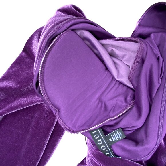 Eloquii Velvet Wide Leg Whimsigoth Jumpsuit Sz 14 Purple Party Cocktails Stretch - Picture 7 of 13